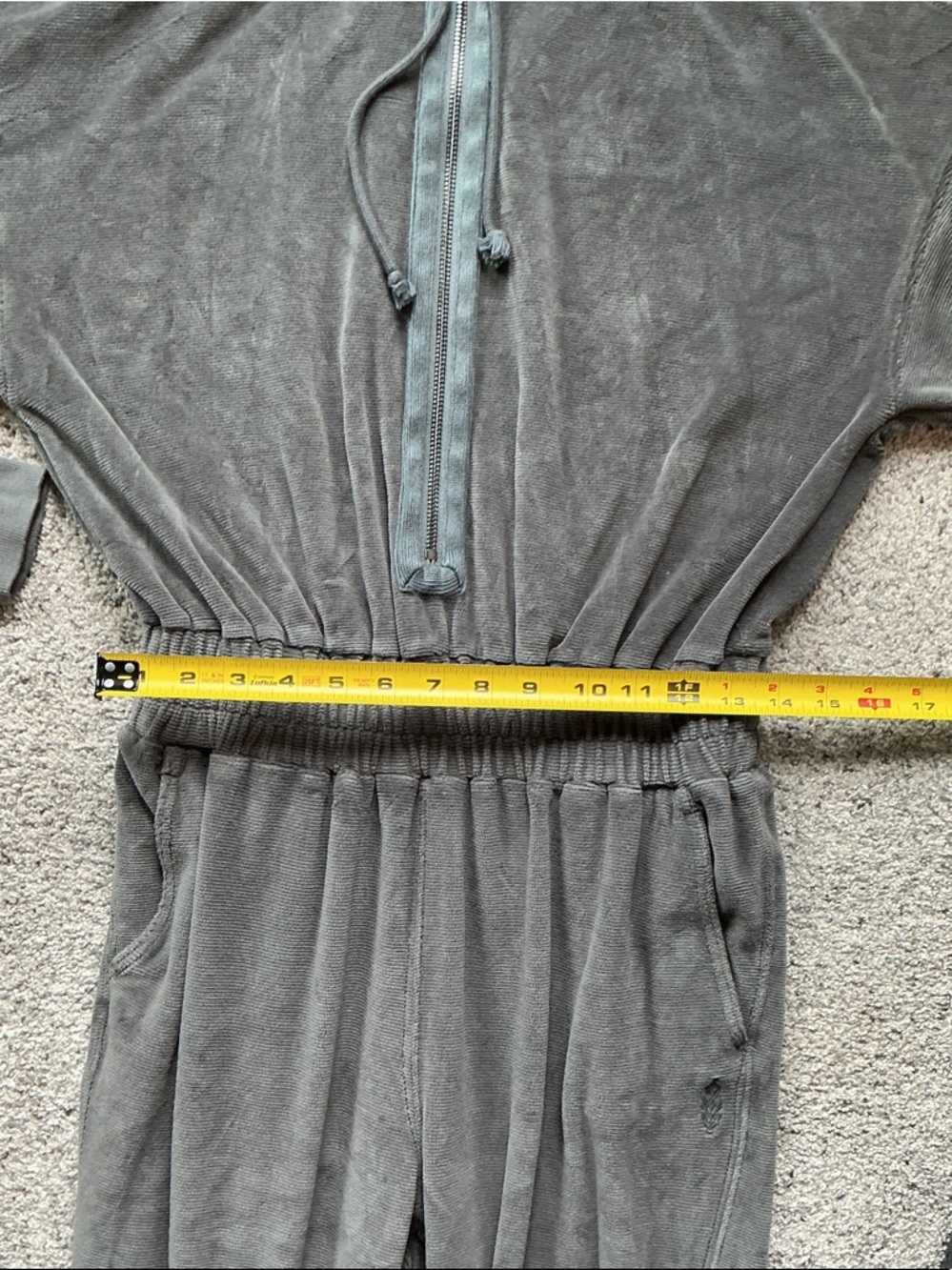 New FP Movement by Free People Training Day Velour Jumpsuit ~ Charcoal Gray - Picture 8 of 14